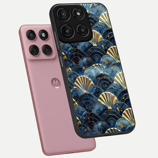  Golden Wave Luxe phone case For Moto Edge 60 Fusion showing premium glass back cover with detailed artwork