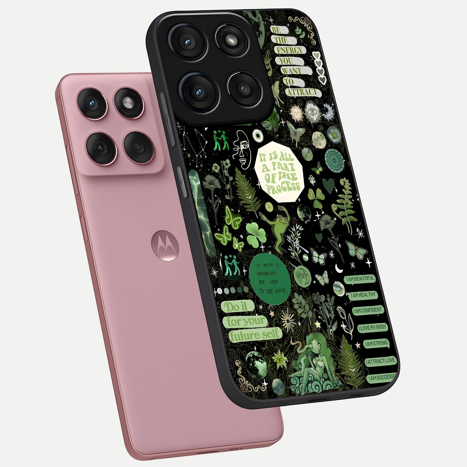  Green Mandala Pattern phone case For Moto Edge 60 Fusion showing premium glass back cover with detailed artwork