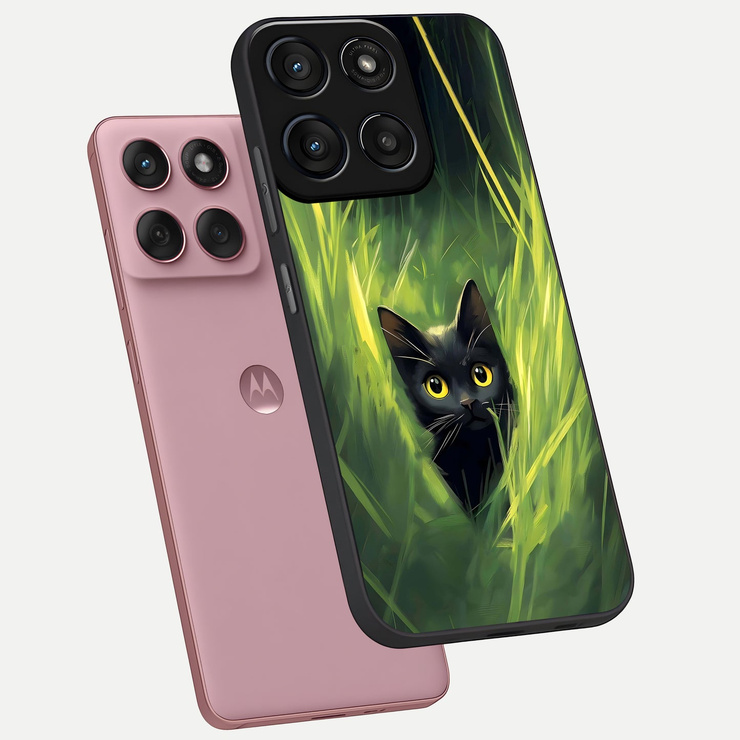  Hidden Cat Whisper phone case For Moto Edge 60 Fusion showing premium glass back cover with detailed artwork