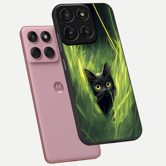  Hidden Cat Whisper phone case For Moto Edge 60 Fusion showing premium glass back cover with detailed artwork