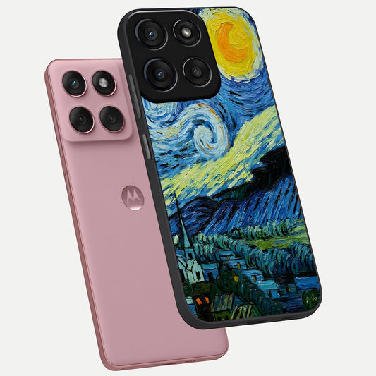  Inspired Van Gogh Art phone case For Moto Edge 60 Fusion showing premium glass back cover with detailed artwork