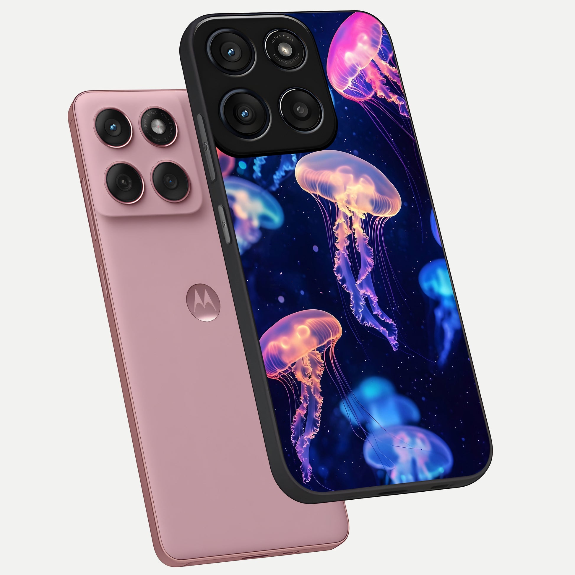  Jellyfish Pattern phone case For Moto Edge 60 Fusion showing premium glass back cover with detailed artwork