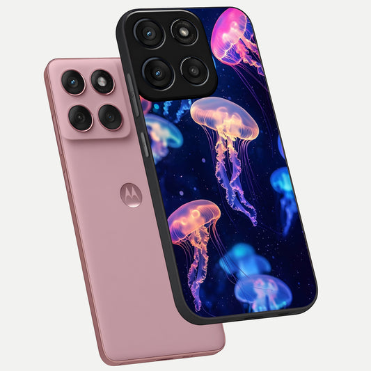  Jellyfish Pattern phone case For Moto Edge 60 Fusion showing premium glass back cover with detailed artwork