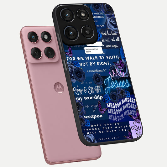 Kingdom Faith Glow phone case For Moto Edge 60 Fusion showing premium glass back cover with detailed artwork