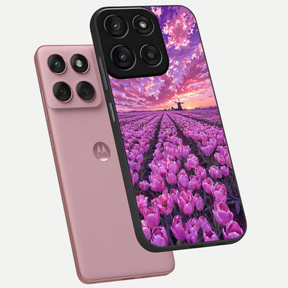  Lavender Dream Skies phone case For Moto Edge 60 Fusion showing premium glass back cover with detailed artwork