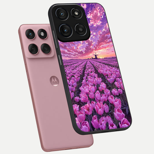 Lavender Dream Skies phone case For Moto Edge 60 Fusion showing premium glass back cover with detailed artwork