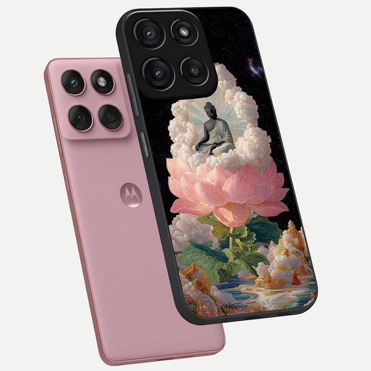  Lotus Divine Peace phone case For Moto Edge 60 Fusion showing premium glass back cover with detailed artwork