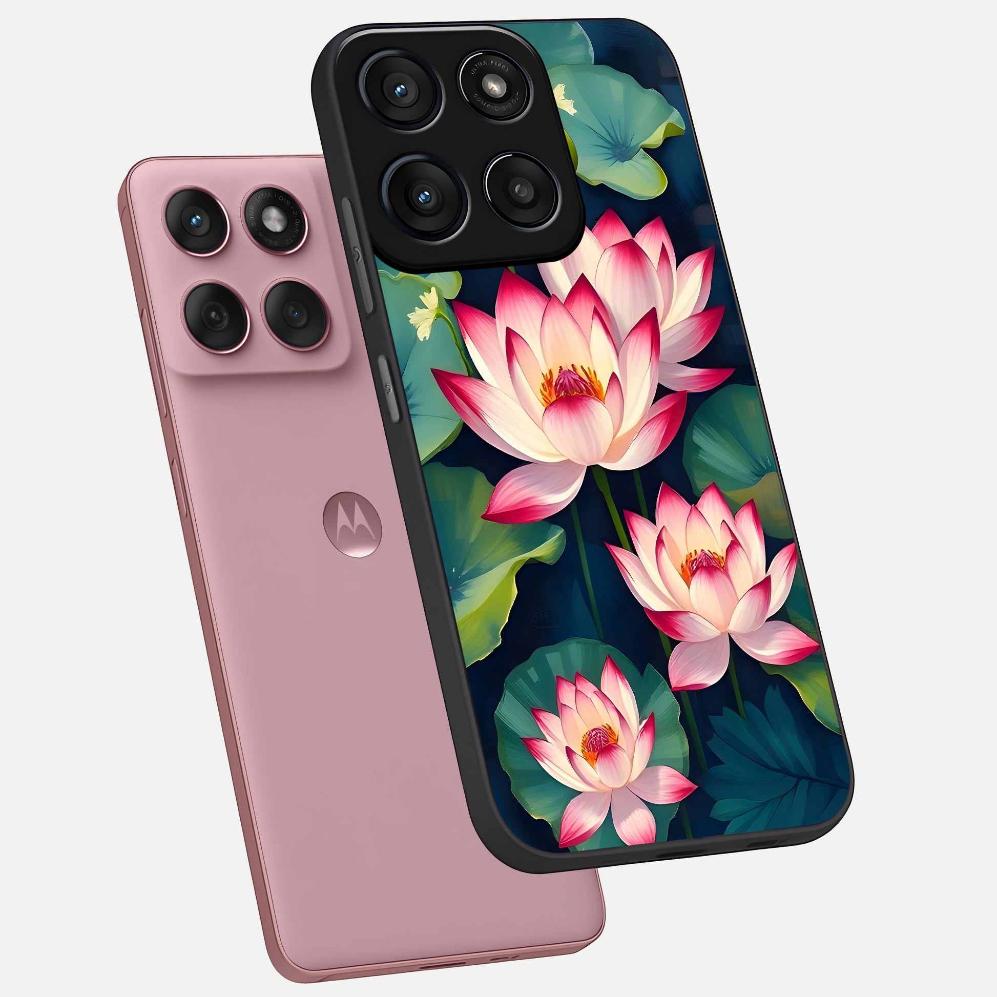  Lotus Dream Serenity phone case For Moto Edge 60 Fusion showing premium glass back cover with detailed artwork