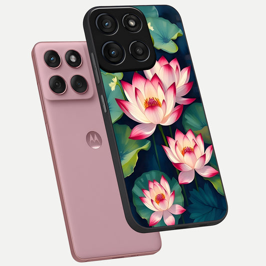  Lotus Dream Serenity phone case For Moto Edge 60 Fusion showing premium glass back cover with detailed artwork