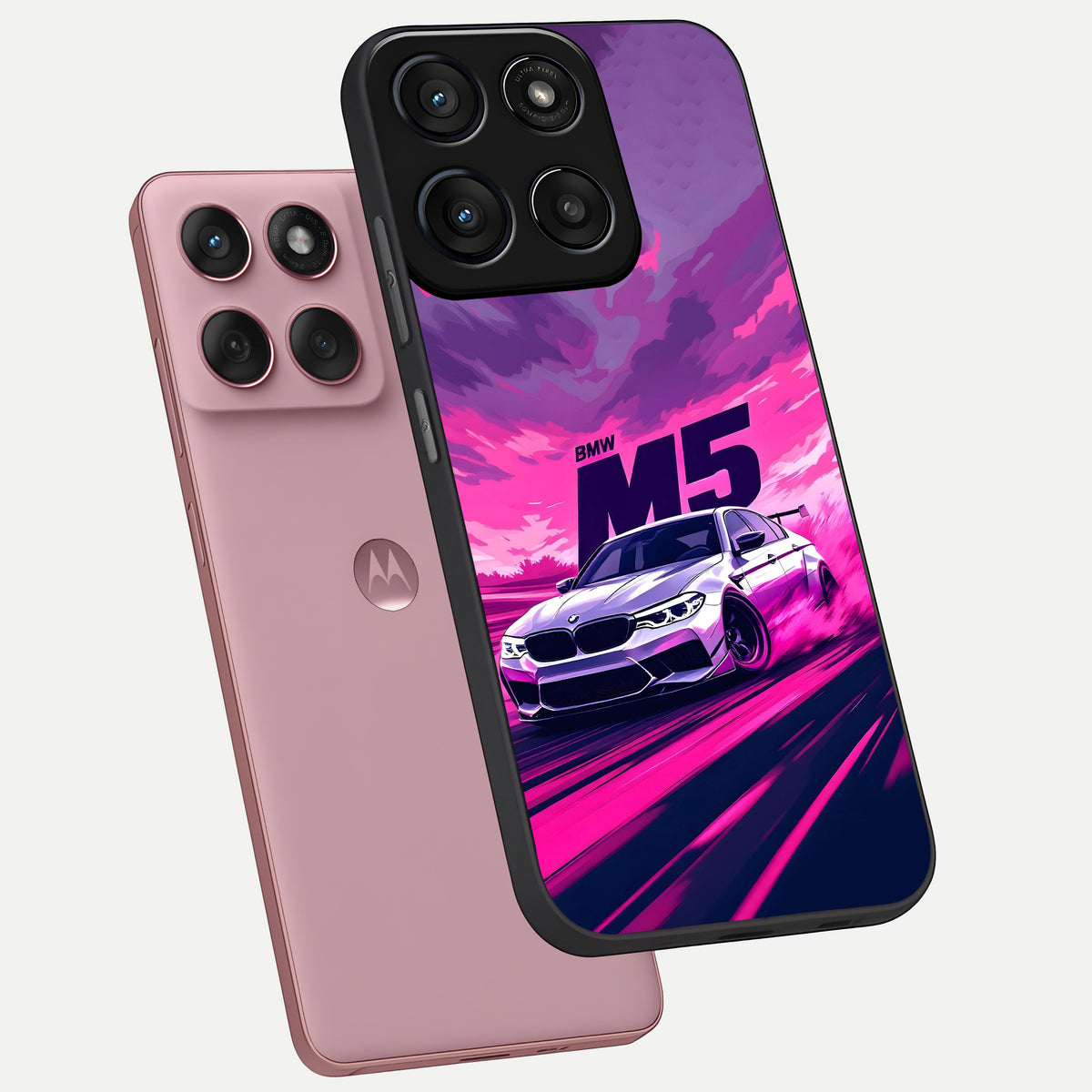  MS Neon Car phone case For Moto Edge 60 Fusion showing premium glass back cover with detailed artwork