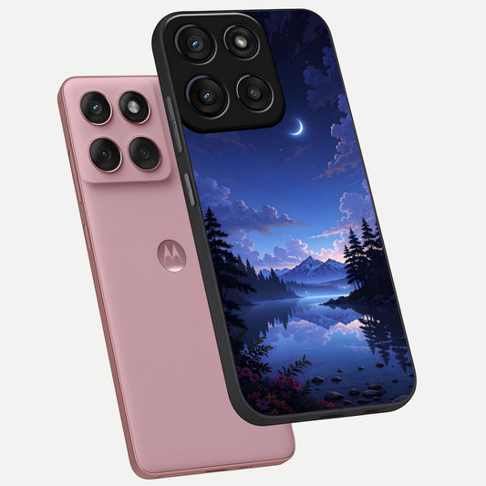  Midnight Lake Peace phone case For Moto Edge 60 Fusion showing premium glass back cover with detailed artwork