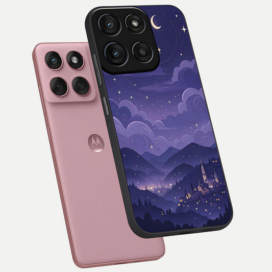  Minimal Night View phone case For Moto Edge 60 Fusion showing premium glass back cover with detailed artwork