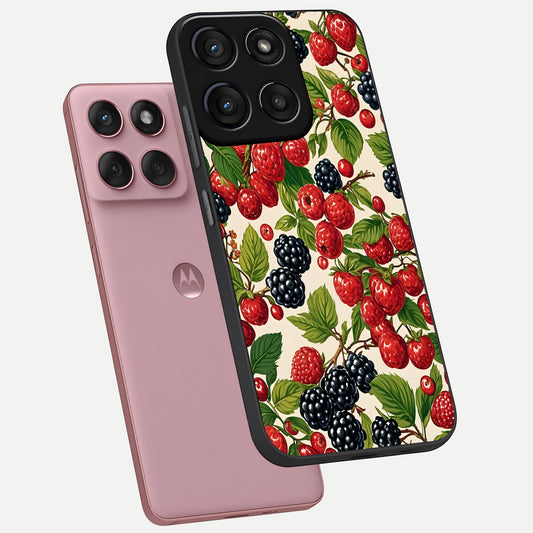 Mixed Berry Collage phone case For Moto Edge 60 Fusion showing premium glass back cover with detailed artwork