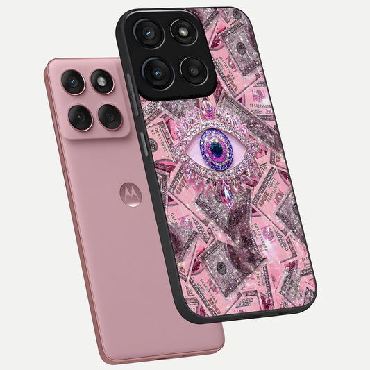  Money Eye Luxe phone case For Moto Edge 60 Fusion showing premium glass back cover with detailed artwork