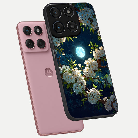  Moonlit Blossom Dream phone case For Moto Edge 60 Fusion showing premium glass back cover with detailed artwork