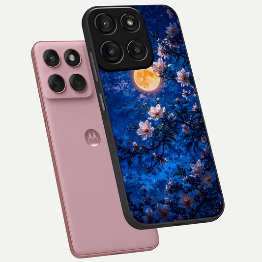  Moonlit Blossoms Night phone case For Moto Edge 60 Fusion showing premium glass back cover with detailed artwork