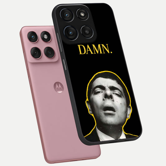  Mr Bean Damn phone case For Moto Edge 60 Fusion showing premium glass back cover with detailed artwork