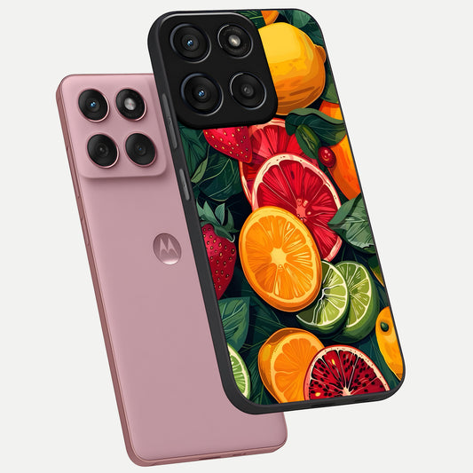  Multiple Fruits phone case For Moto Edge 60 Fusion showing premium glass back cover with detailed artwork