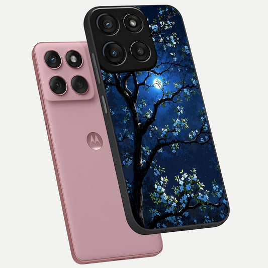  Mystic Floral Night phone case For Moto Edge 60 Fusion showing premium glass back cover with detailed artwork