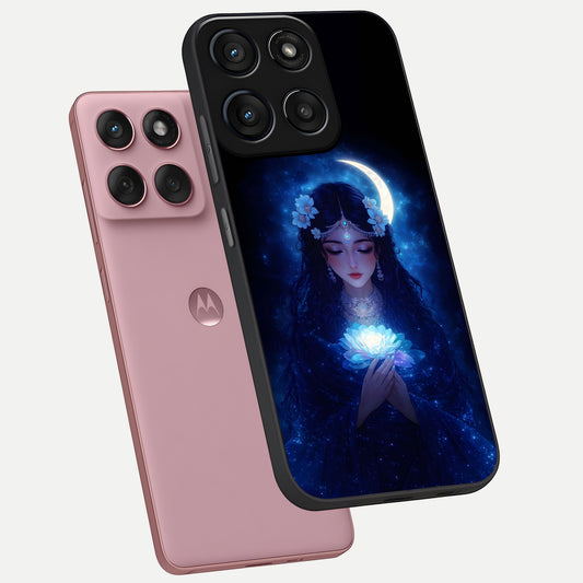  Mystic Moon Queen phone case For Moto Edge 60 Fusion showing premium glass back cover with detailed artwork