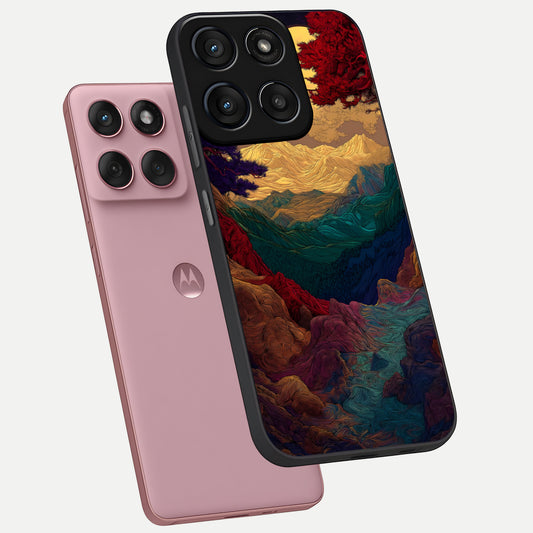  Mystic Valley Light phone case For Moto Edge 60 Fusion showing premium glass back cover with detailed artwork