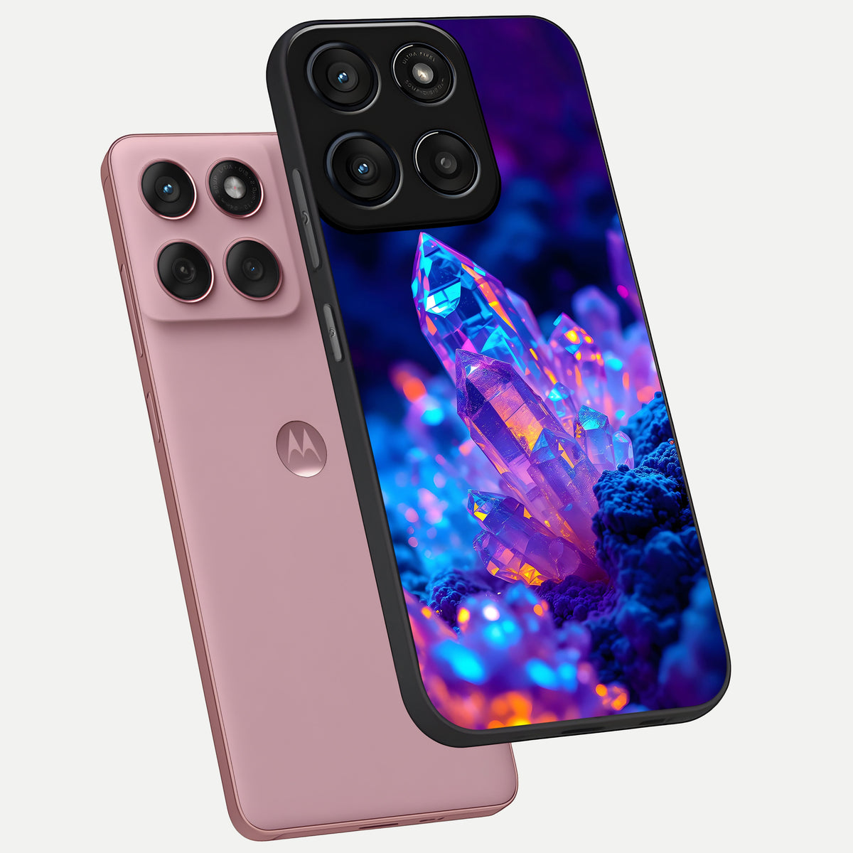  Neon Aura Shards phone case For Moto Edge 60 Fusion showing premium glass back cover with detailed artwork