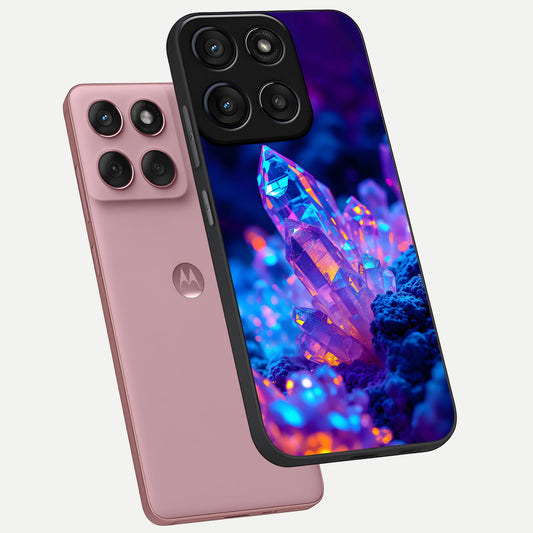  Neon Aura Shards phone case For Moto Edge 60 Fusion showing premium glass back cover with detailed artwork
