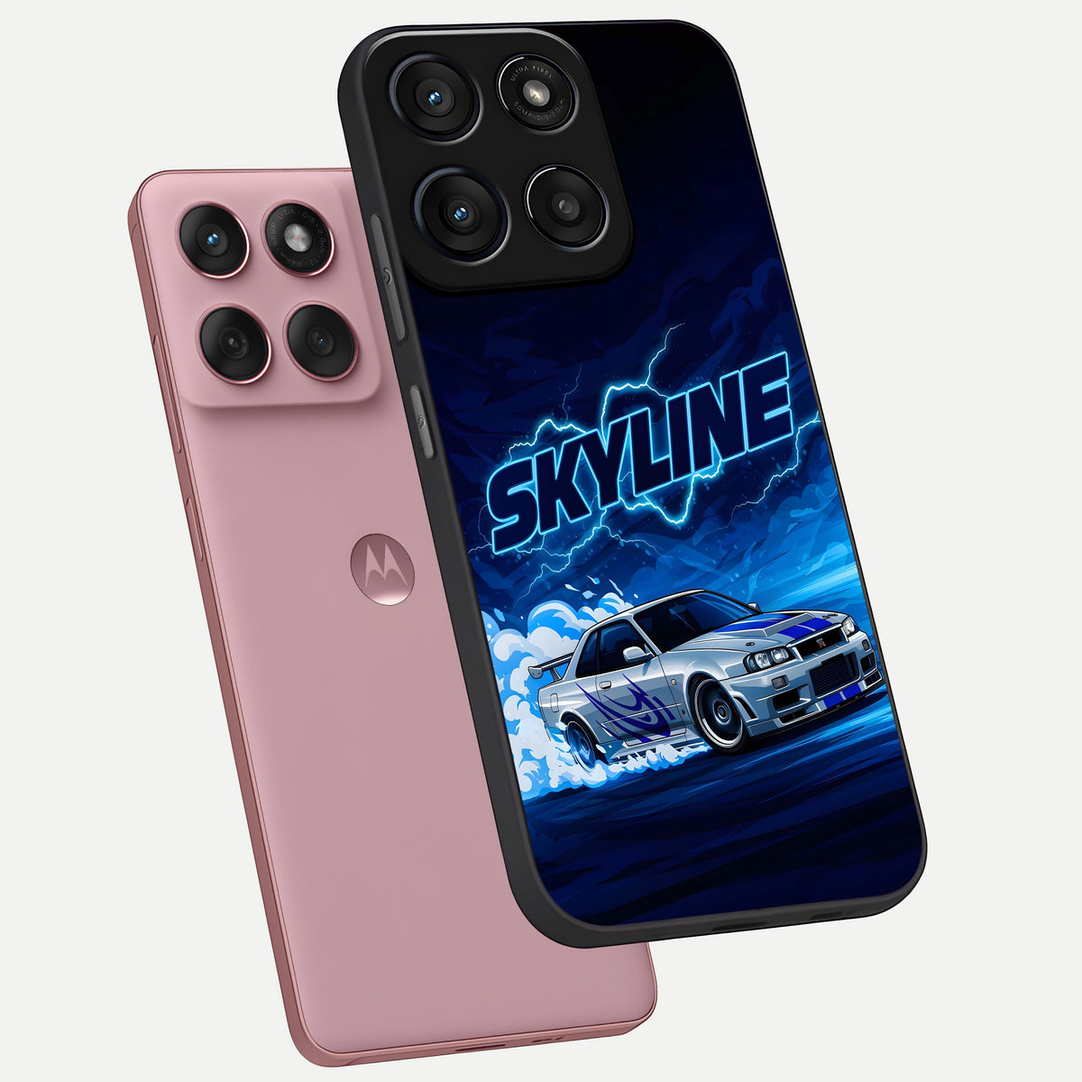  Neon Drift Beast phone case For Moto Edge 60 Fusion showing premium glass back cover with detailed artwork