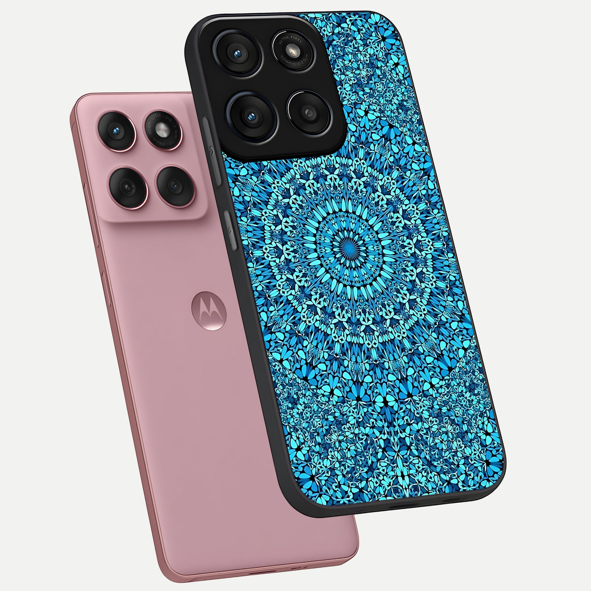  Ocean Bloom Mandala phone case For Moto Edge 60 Fusion showing premium glass back cover with detailed artwork