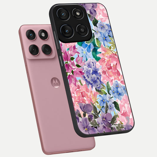  Pastel Floral Mix phone case For Moto Edge 60 Fusion showing premium glass back cover with detailed artwork