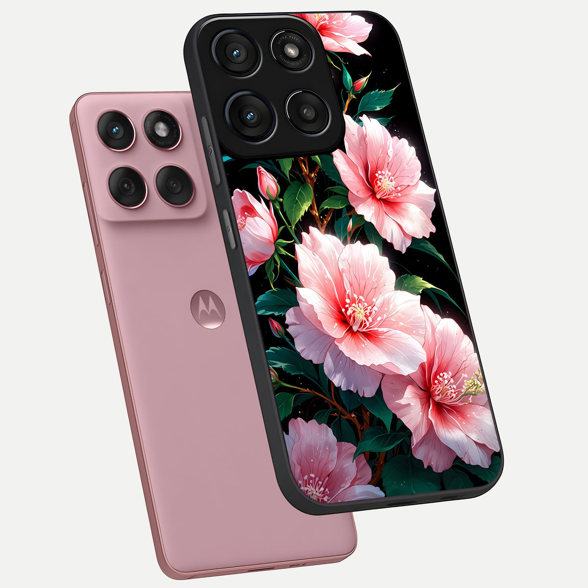  Peach Flower phone case For Moto Edge 60 Fusion showing premium glass back cover with detailed artwork
