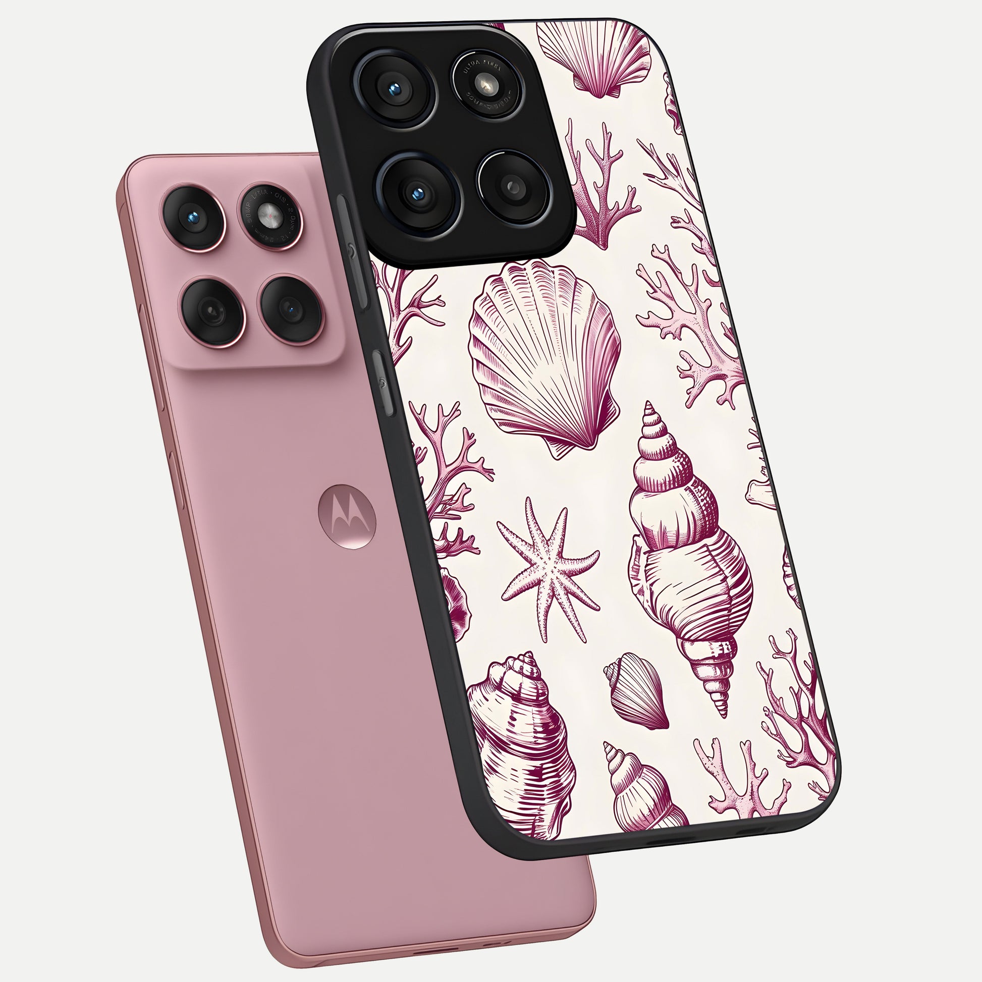  Pink Power Sparks phone case For Moto Edge 60 Fusion showing premium glass back cover with detailed artwork