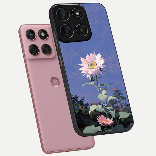  Pink Shells Outline phone case For Moto Edge 60 Fusion showing premium glass back cover with detailed artwork