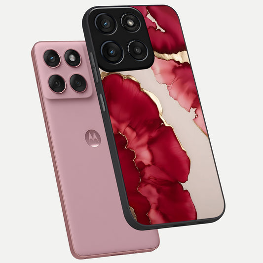  Pink And White Marble phone case For Moto Edge 60 Fusion showing premium glass back cover with detailed artwork