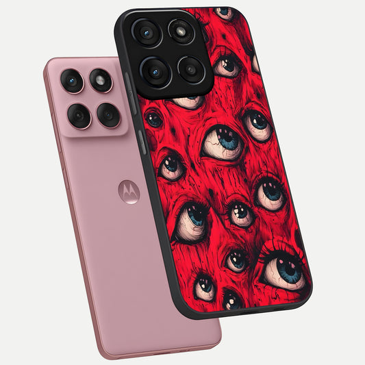  Red Eyes Pattern phone case For Moto Edge 60 Fusion showing premium glass back cover with detailed artwork
