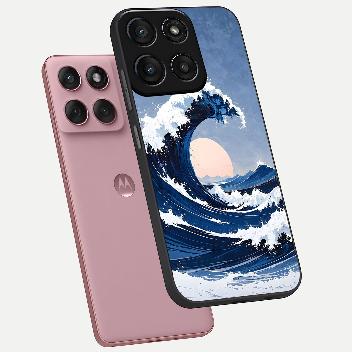  Rising Tide Power phone case For Moto Edge 60 Fusion showing premium glass back cover with detailed artwork