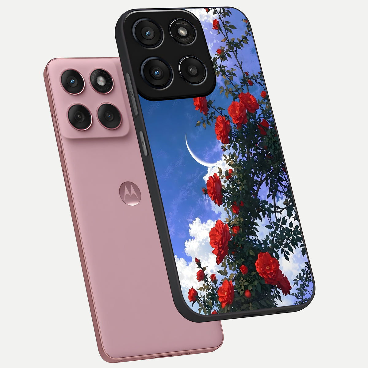 Rose Drift Flowers phone case For Moto Edge 60 Fusion showing premium glass back cover with detailed artwork