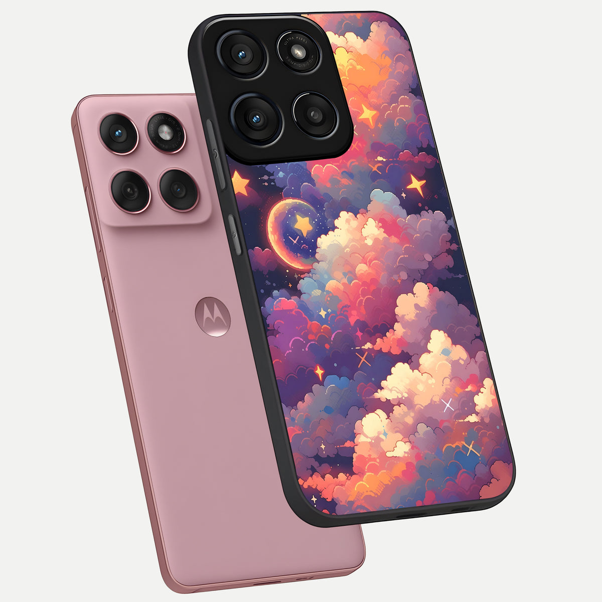  Starlit Dream Clouds phone case For Moto Edge 60 Fusion showing premium glass back cover with detailed artwork
