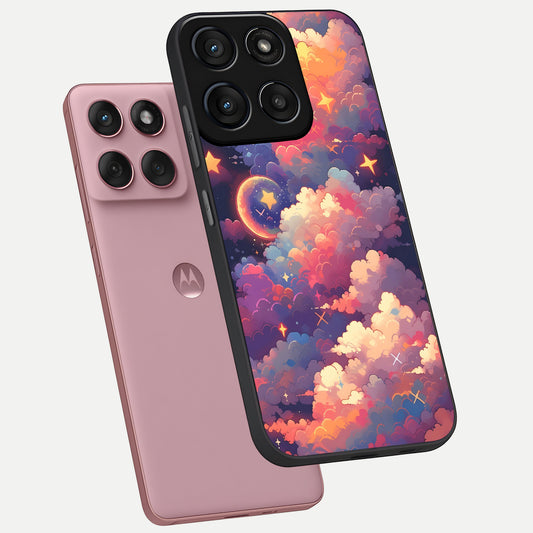  Starlit Dream Clouds phone case For Moto Edge 60 Fusion showing premium glass back cover with detailed artwork