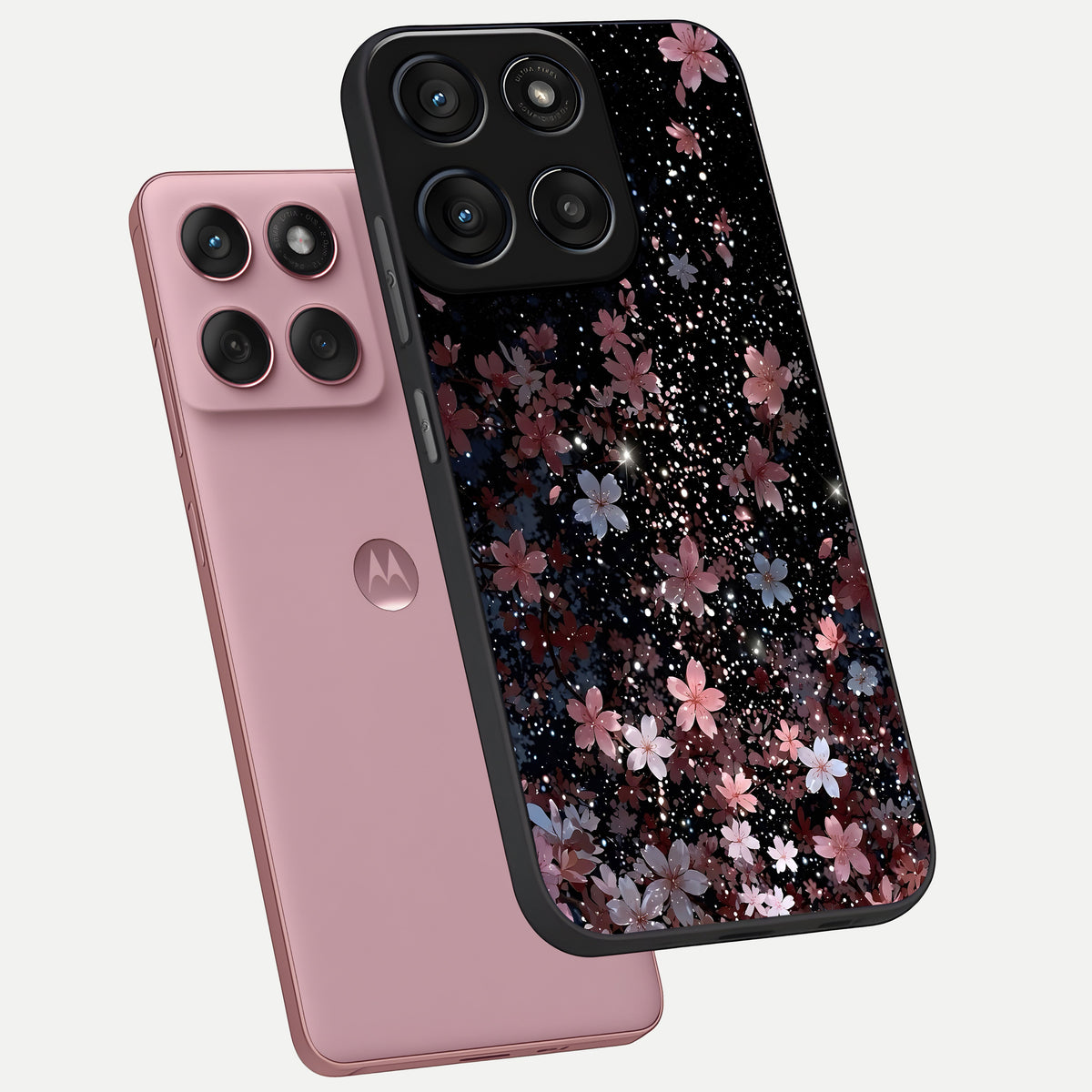  Starlit Flower Dreams phone case For Moto Edge 60 Fusion showing premium glass back cover with detailed artwork