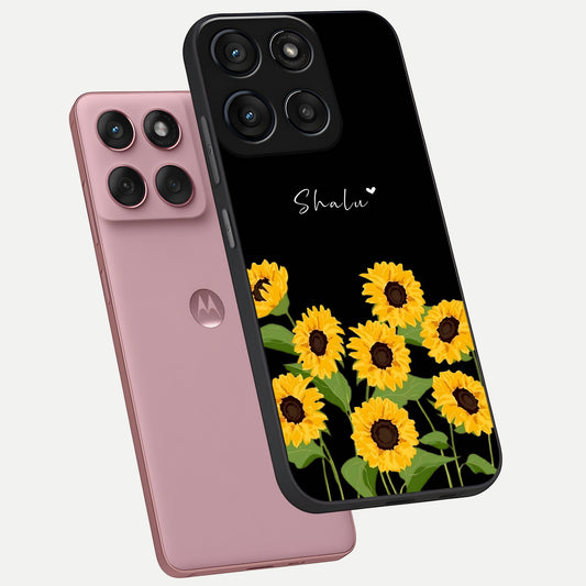  Sunflower Sky Bloom phone case For Moto Edge 60 Fusion showing premium glass back cover with detailed artwork