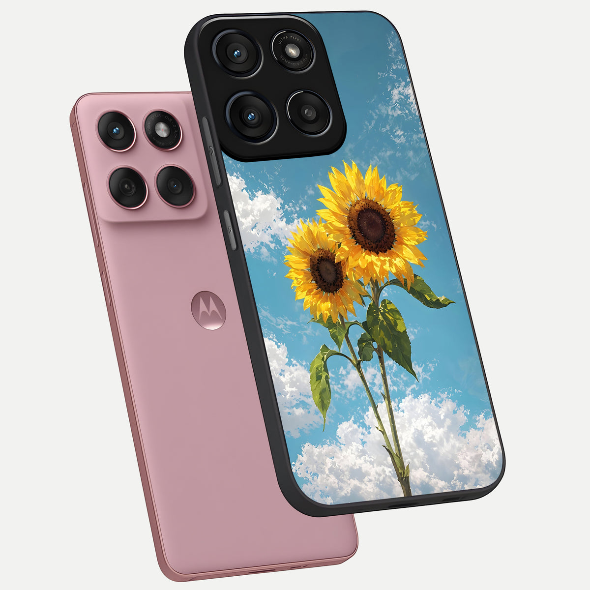  Sunlit Daisy Glow phone case For Moto Edge 60 Fusion showing premium glass back cover with detailed artwork