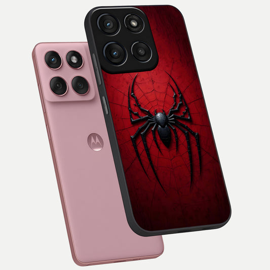  Superhero Web Emblem phone case For Moto Edge 60 Fusion showing premium glass back cover with detailed artwork
