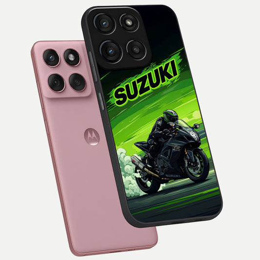  Suzuki Speed Beast phone case For Moto Edge 60 Fusion showing premium glass back cover with detailed artwork