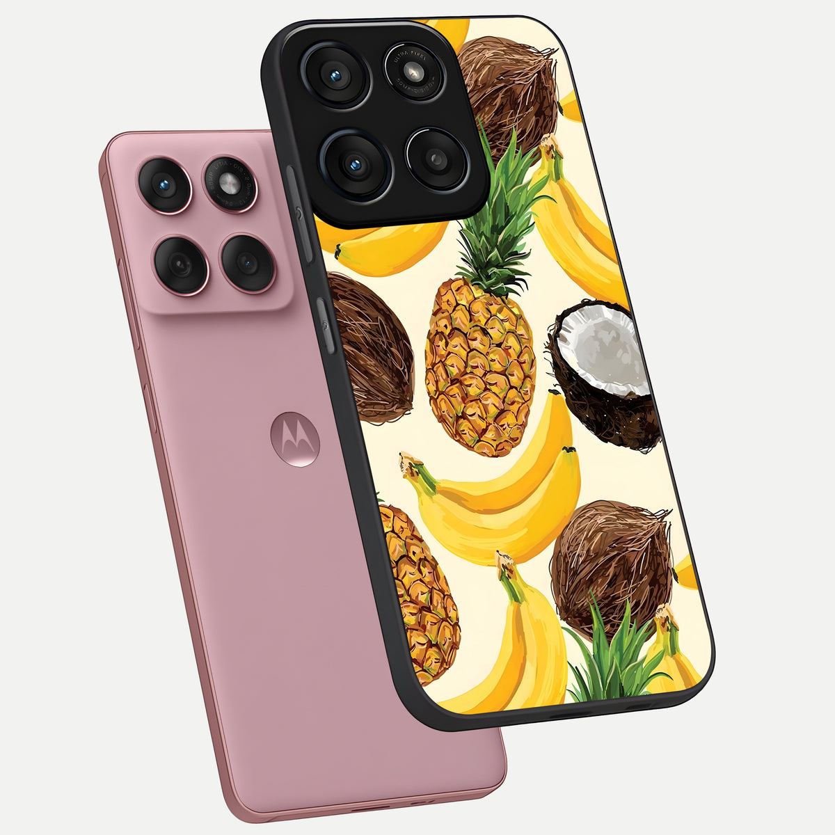  Tropical Fruit Mood phone case For Moto Edge 60 Fusion showing premium glass back cover with detailed artwork