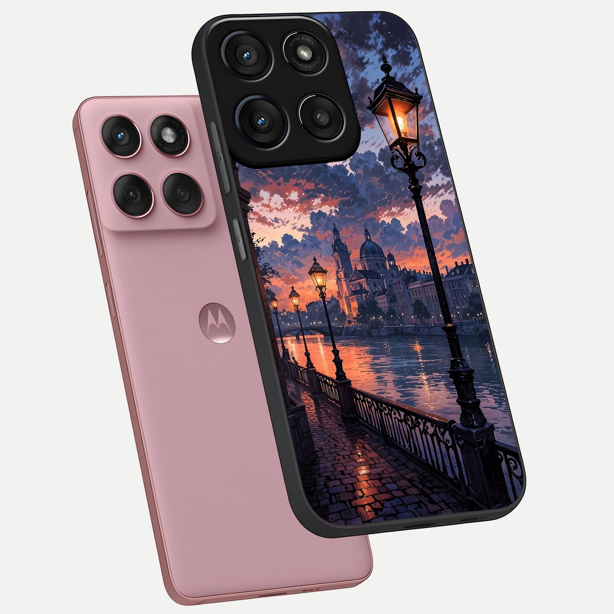  Twilight River Lights phone case For Moto Edge 60 Fusion showing premium glass back cover with detailed artwork
