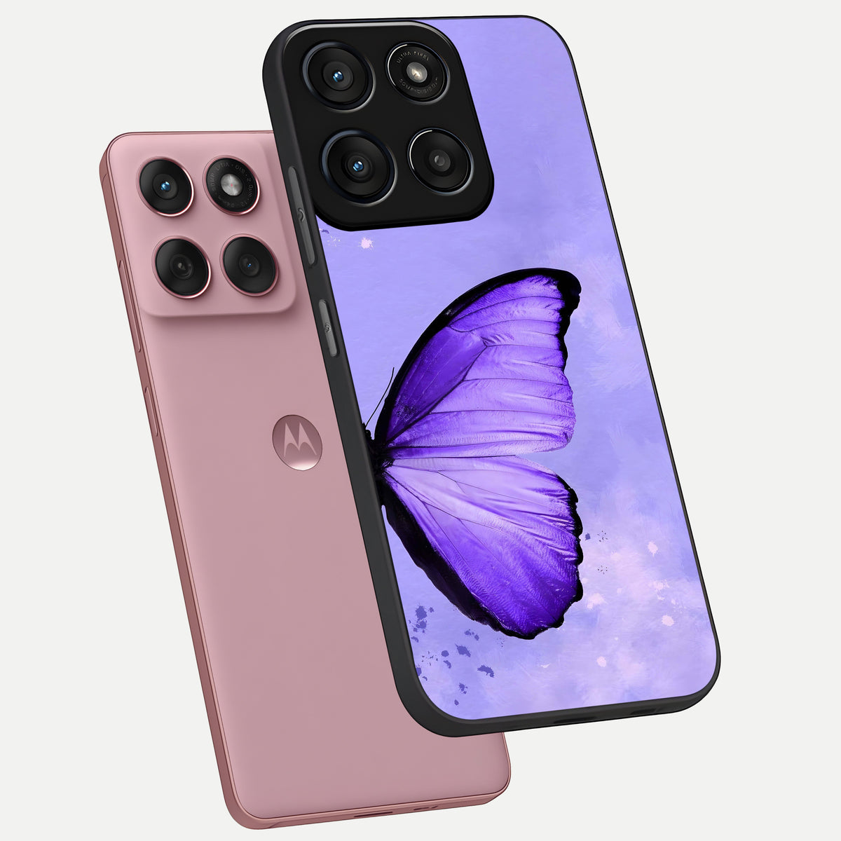  Violet Dream Wing phone case For Moto Edge 60 Fusion showing premium glass back cover with detailed artwork