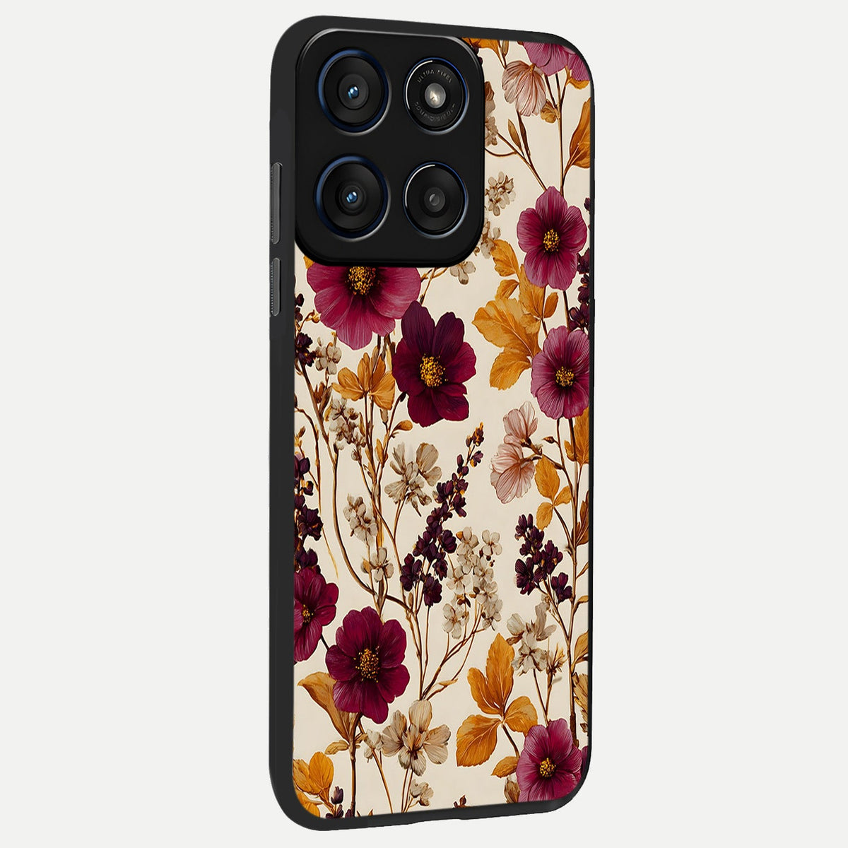  Autumn Wine Bloom back cover For Moto Edge 60 Fusion slim fit glass case with vibrant aesthetic design