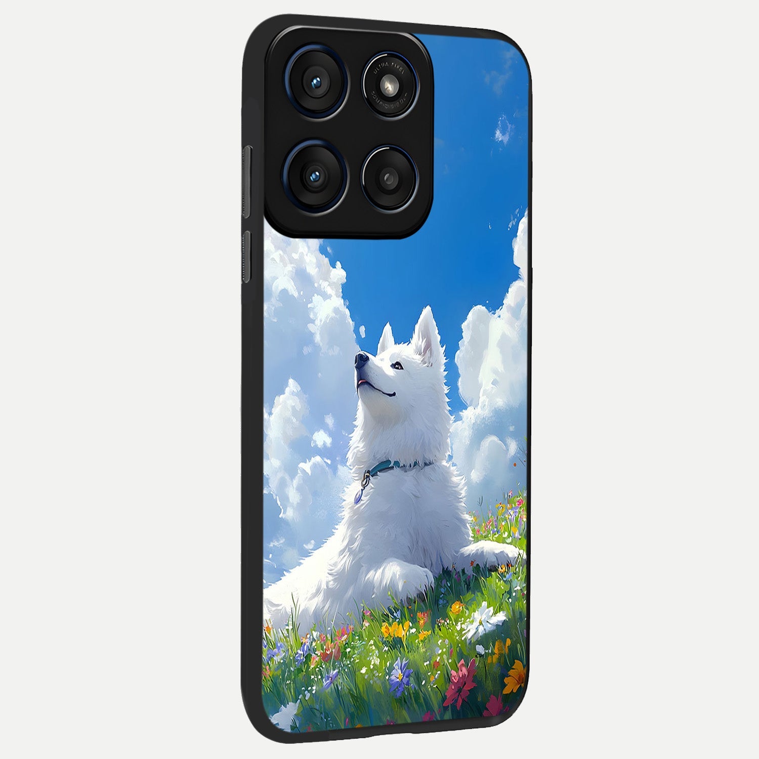  Blissful Cloud Pup back cover For Moto Edge 60 Fusion slim fit glass case with vibrant aesthetic design