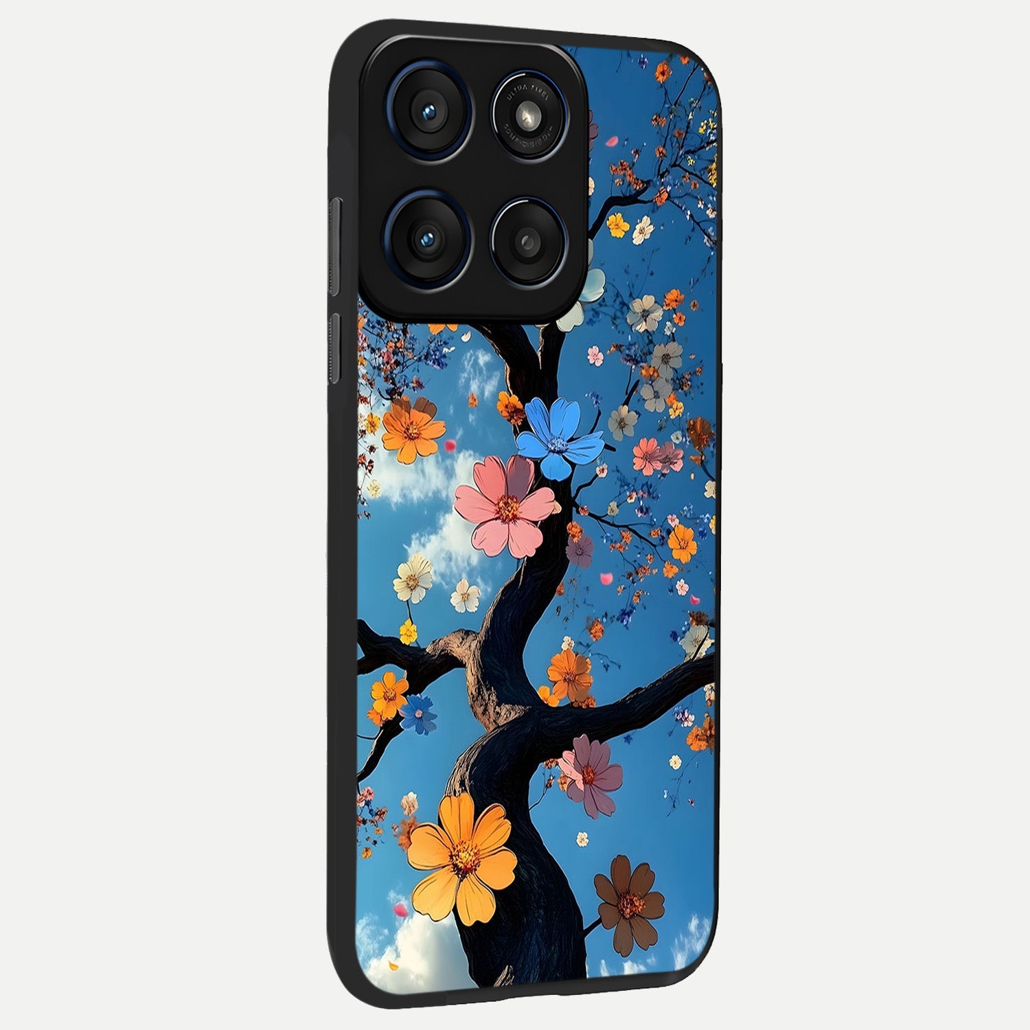  Blossom Dream Sky back cover For Moto Edge 60 Fusion slim fit glass case with vibrant aesthetic design